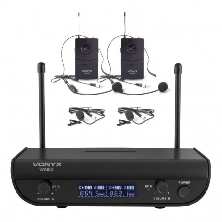 Vonyx - WM82 Microfono inalambrico digital UHF 2 canales con 2 micros de cabeza 179.214 1