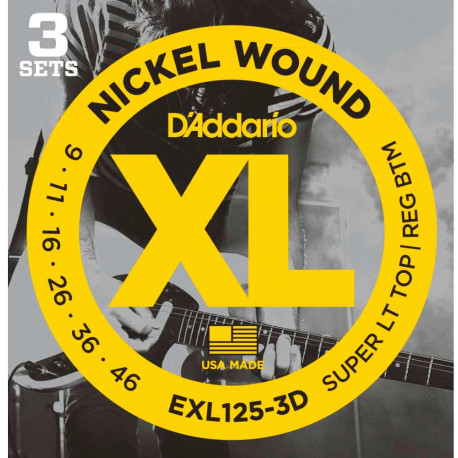 D'addario - EXL125 - XL SUPER LIGHT TOP / REGULAR BOTTOM (PACK 3 JUEGOS) 1
