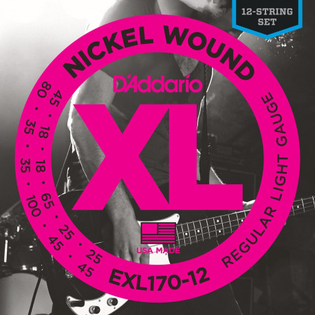 D'addario - EXL170-12 NICKEL WOUND 12-STRING BASS, LIGHT, [18-45] 1