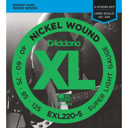 D'addario - EXL220-5 5-STRING BASS, SUPER LIGHT, LONG SCALE [40-125] 1