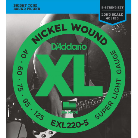 D'addario - EXL220-5 5-STRING BASS, SUPER LIGHT, LONG SCALE [40-125] 1