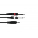 Omnitronic - Adaptercable 3.5 Jack/2xJack 1.5m bk