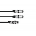 Omnitronic - Adaptercable XLR(F)/2xXLR(M) 1.5m bk